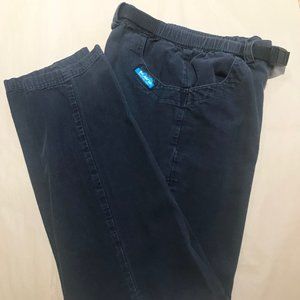 KAVU Belted Cotton Canvas Hiking Pants, Black, Unisex Size Small